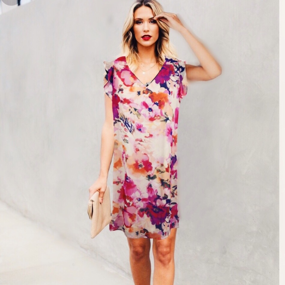 Size 16. Last one! Watercolor Chiffon Dress